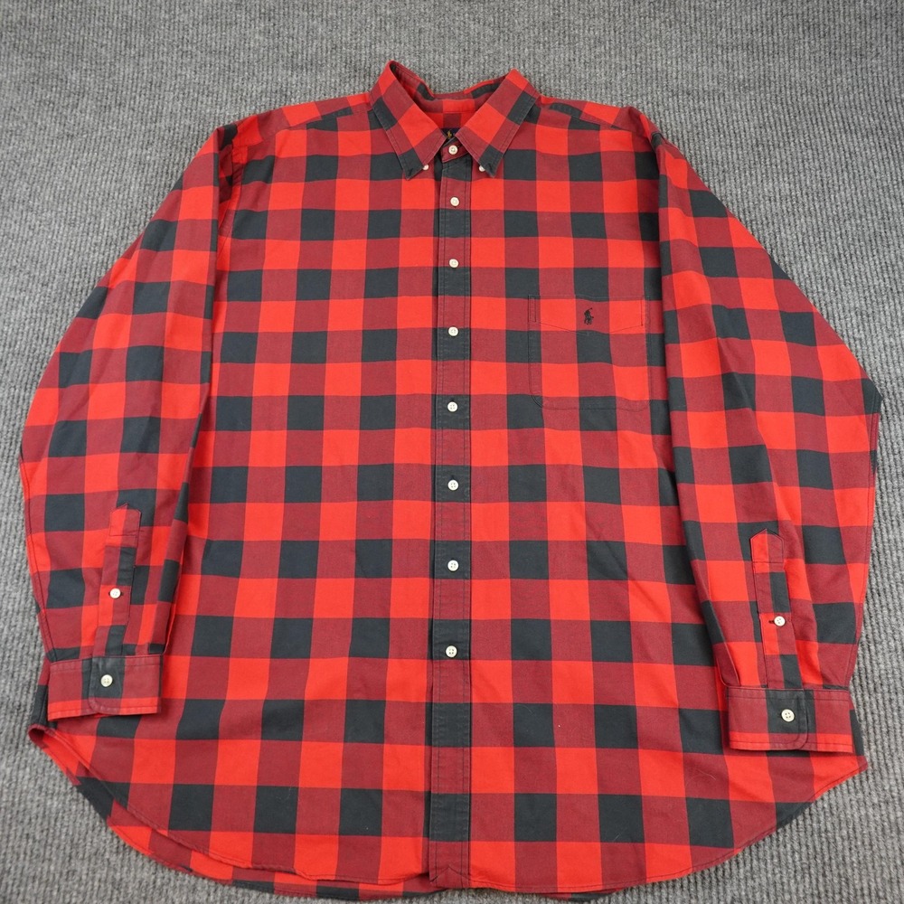 Ralph Lauren Shirt Mens 4XLT Red Plaid Long Sleeve Button Down Big Tall
